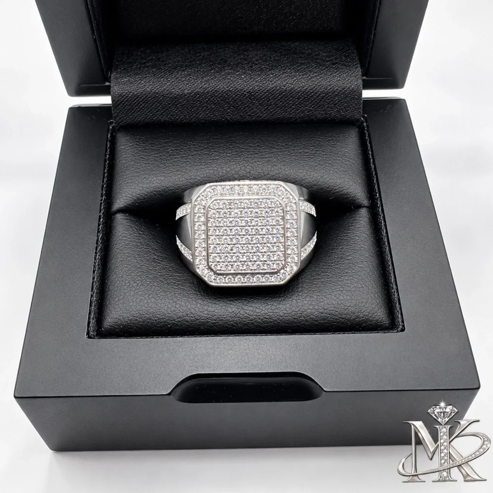 925 Sterling Silver 2.00CTW MOISSANITE Square Men’s Ring Size 9,10 or 11
